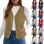 Women's Warm Vest Lightweight Slim Short Single-Breasted Cold-Proof Vests Winter Outdoor Sports Hiking Vests with Pockets - Image 5