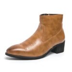 Western Boots for Men Cowboy Black Zipper Brown Ankle Boots Business Handmade Size 38-46 Mens Boots 2025 new - Image 5