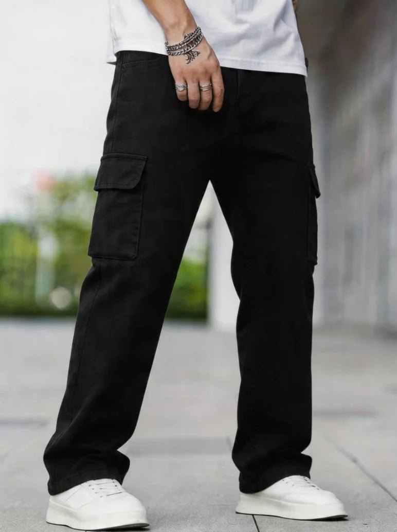 S98d1896b56c74565b8e711b2b3787f45t.jpg Men's Cargo Jeans: Durable Fabric Resists Wear, Multi-Pockets for Essentials. Perfect for Work, Outdoor Trips, or Casual Days—Comfort Meets Utility! - Image 1