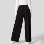 Women Fashion Wide Leg Pants Solid Elastic Pants Work Business Suit Straight Trousers Casual High Waisted Dress Palazzo Pants - Image 4