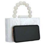 Women’s Luxury Acrylic Evening Bag Pearl Handle Crossbody Purse with Removable Chain Elegant Clutch for Cocktail & Formal Events Clear Acrylic Handbag with Pearl Handle & Chain - Image 2