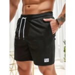 Men Shorts Solid Color Mid Waist Summer Motion Waffle Texture Deep Crotch Drawstring Mens Shorts Loose Knee Length Casual Short - Image 21