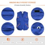 Fishing Vest for Men Outdoor, Utility Safari Cargo Vest With 8 Pockets, Lightweight, Work, Hiking, Travel - Image 3