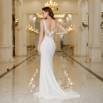 BABYONLINE Elegant Straps White Mermaid Wedding Dresses Lace Pearls Backless V Neck Sleeveless Formal Party Gowns Vestido Marriee - Image 4