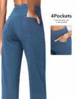 THE GYM PEOPLE Women's Wide Leg Jeans High Waisted Pull on Stretchy Baggy Basic Straight Denim Pants with Pockets - Image 6