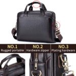Men's leather handbag, top layer cowhide briefcase, leather laptop bag, diagonal cross office bag - Image 6