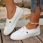 Women Mule Sneakers Slip On Half Slippers 2026 New Fashion Round Toe Platform Casual Shoes Ladies Lightweight Soft Leather Walking Sneakers Non Slip Flat Half Drag Outdoor Daily Wear White Black Versatile Lazy Footwear - Image 5