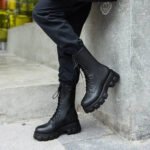 Platform Women's Ankle Boots Autumn 2023 Black White Thick Bottom Motorcycle Botas Mujer Pu Leather Non-Slip Combat Boots Women - Image 5