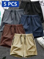 Manfinity Homme 5pcs/Set Men's Spring Summer Sports Shorts Casual Shorts - Image 7