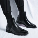 Chelsea Boots for Men Red Sole Pu Ankle Business Round Toe Slip-On Mens Boots Free Shipping Size 38-46 Men Shoes - Image 25