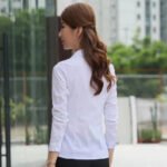 Fashion Turn-Down Collar Folds Shirts Women Autumn Slim Fit Solid White Inner Wear Button Chic Design Versatile Long Sleeve Tops - Image 5