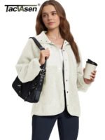 TACVASEN Fuzzy Button Down Sherpa Fleece Jacket Women's Winter Warm Coat Casual Outwear Jacket with Pockets Streetwear Outwear - Image 4