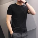Men T-shirts White Black Short Sleeve Loose Round Neck Bottoming Shirts Trendy Casual Solid Color Pullover Tops Male Clothing - Image 2