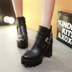 Women's Ankle Boots Women Platform High Heels Fashion Buckle Side Zipper Autumn Winter Women's Ankle Boots Size 33-43 - Image 3