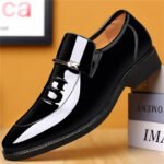 Mens Dress Shoes Formal Business Oxford High Gloss Patent Slip On Loafers Comfortable Casual Driving Boat Shoe For Men - Image 3