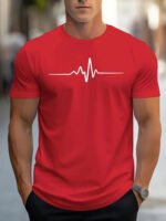 Fashionable men's summer electrocardiogram printed comfortable and breathable round neck T-shirt outdoor casual top - Image 5