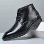 Men's Pointed Toe Ankle Boots Lace‑Up Leather Business Formal Dress Shoes Male High Top Footwear Man Chelsea Boots Comfy Botas - Image 21