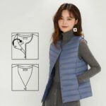 Women Sleeveless Puffer Vest Women's Ultra Light Down Vest Women Two Ways Waistcoat Portable Warm Sleeveless Winter Liner - Image 6