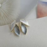 LATS New Korean Arrival Metal Trendy Fresh Lovely Sweet Grey Leaf Stud Earrings for Women 2024 Fashion Jewelry Gifts - Image 2