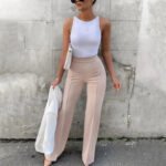 Women's Slim Bell-Bottoms Trousers Trendy Spring Autumn Pants Office Lady Solid Color Flared Trousers - Image 2