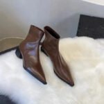 Pointed Toe Women Slim Ankle Boots Fashion Square Low Heel Ladies Elegant Back Zippers Short Booties Women's Footwear - Image 3