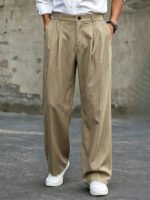 Men's High Waist Double Pleated Wide Leg Dress Pants Draping Wrinkle Resistant Breathable Textured Fabric Trousers for Office Wo - Image 3