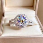 925 Sterling Silver 2ct Round Cut Moissanite Engagement Ring Wedding Band for Women Bridal Promise Fine Jewelry Gift - Image 2