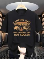 Men's Summer 100% Cotton Casual Fashion Camping Dad Pattern Printed Loose Breathable Round Neck Short Sleeve T-shirt - Image 2