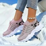 Women Leopard Print Mesh Chunky Platform Sneakers Thick Sole Lace Up Casual Shoes Breathable Non Slip Walking Trainers Multicolor Fashion All Match Daily Outdoor Sports Footwear For Ladies All Seasons Daily Wear - Image 6