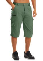 Men's Cargo Work Shorts Quick Dry 3/4 Length Capri Pants Multi-pockets Knee Length Trousers Summer Board Beach Shorts - Image 27