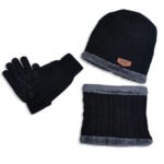 Men's windproof hat, outdoor winter scarf, gloves, three-piece neckline, one plus cashmere insulated knit hat Official Website - Image 4