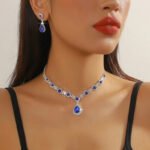 2pcs/set Jewelry Sets Women Elegant Waterdrop Rhinestone Pendant Necklace stud Earrings Wedding Dress Bridal Jewelry Set - Image 4
