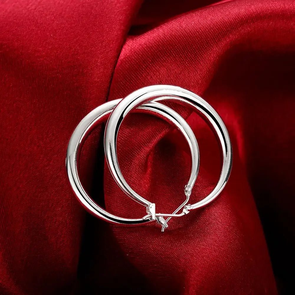 Sb07d7199b8f146a2a612ef0d1fd90cbcN.jpg 925 Sterling Silver 33mm Big Circle Round Hoop Earring For Women Unusual Earrings 2024 Trend Christmas Jewelry - Image 1