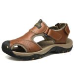 Summer Sandals Leather Outdoor Men's Beach Shoes Luxury Breathable Casual Sandal Man Wading Shoes Non-slip Wide lining Slippers - Image 6