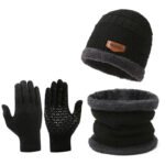 Men's Windproof Hat Outdoor Travel Leisure Winter Scarf Gloves Three-Piece Neck One Plus Cashmere Warm Winter Knitted Hat - Image 5