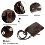 Flap‑over Business Men Crossbody Shoulder Bag, Crocodile Texture First Layer Cowhide Genuine Leather Messenger Bag for Office & Daily Commute - Image 3