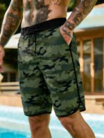 Manfinity KASUA Men's Summer Holiday Casual Camo Print Drawstring Waist Side Pocket Beach Shorts Men Camo Shorts Men Streetwear - Image 6