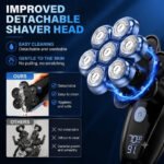 7D Head Shavers for Bald Men,5-in-1 Shaving Grooming Kit for Balder,Wet or Dry Electric Razor,LED Display/Type-C Charge Precision Blades Hair Clippers - Image 6