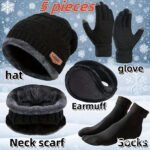 5pcs/set Winter Warmth Combination - Cold Resistant Knitted Hat+Velvet Neck+Thick Gloves+Plush Earmuffs+Snow Socks - Image 6