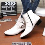 Hot Sale Luxury Chelsea Boots Men Pointed -toe Mens White Boots Black British Style High-heel Men Dress Boots Design Ankle Boot - Image 2