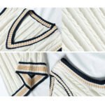 Sweater Vest Men Thicken V-neck Sleeveless Knitted Sweaters Vests Striped Retro Preppy-style Simple Chic Loose Casual All-match - Image 3