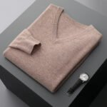 Autumn And Winter New Men's V-Neck Cashmere Loose Thickened Solid Color Wool Knitted Bottoming Shirt Business Casual Sweater - Image 5