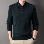 Winter Men Fleece Sweater Thickened Pullover Shirt Collar Sweaters Velvet Clothing Autumn Winter Jumpers Fashion Knitwear