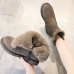 European and American Minimalist Short Boots 2023 Winter New Product Plush Warm Snow Boots Women's Flat Bottomed Short Boots - Image 4