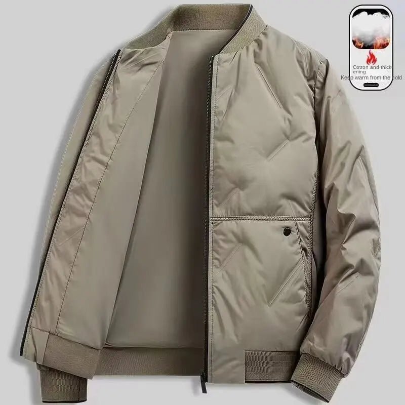 Sb6bbf0a8b7c64fba891cc7c665b137cdw.jpg New autumn and winter baseball collar, men's fashionable and versatile cotton jacket, outer warm cotton jacket, baseball jacket, - Image 1