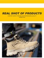 Men's & Women's Brown High-top PU Water Repellent Lightweight Anti-smash Anti-puncture Comfortable Wear Resistant Industrial Construction Work Safety Boots - Image 17