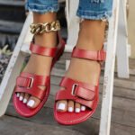 2026 Women Summer Flat Sandals Fashion Metal Buckle Strap Zapatos De Muje Brand Open Toe Casual Beach Roman Shoes for Ladies - Image 2