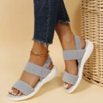 Women's Knit Elastic Cloth Wedge Sandals Slip On Lightweight Walking Sandals Women Plus Size Comfortable Summer Shoes Woman 2024 - Image 3