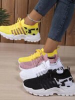 Women Leopard Print Mesh Chunky Platform Sneakers Thick Sole Lace Up Casual Shoes Breathable Non Slip Walking Trainers Multicolor Fashion All Match Daily Outdoor Sports Footwear For Ladies All Seasons Daily Wear - Image 5
