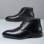 Men's Pointed Toe Ankle Boots Lace‑Up Leather Business Formal Dress Shoes Male High Top Footwear Man Chelsea Boots Comfy Botas - Image 13